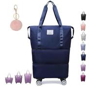 Genérico Klarson Expandable Bag with Wheels,klarson Travel Bag,Collapsible Luggage with Wheels, Foldable Without Handle Bag (Dark Blue)