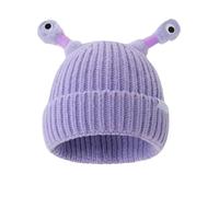 Genérico Knitted Beanie,Cute Little Monster Led Knit Beanie Hat,Glowing Little Monster Knit Hat with Eyes, Retractable Tentacles Beanie (Purple)