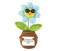 Genérico Knitted Flower Doll, Crochet Sunflower, Creative Small Wool Artificial Handcrafted Soft Cute Motivational Accessory for Desk Home Car Dashboard, 4.72x3.15x2.36 Inches, 1 Piece