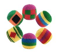 Genérico Knitted Footbag Sack - Handmade 6 Pieces Geometric Pattern Multicolored | Hand-Made Knitted Footbag - for Courtyard Beach Friends Gatherings Family Time Party, Kids Adults