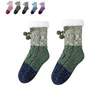 Genérico Knitted Ultra-Thick Slipper Home Socks - Cozy Indoor Socks with Cashmere Feel, Non-Slip Warm House Socks for Women & Men (Green)