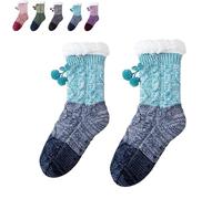 Genérico Knitted Ultra-Thick Slipper Home Socks - Cozy Indoor Socks with Cashmere Feel, Non-Slip Warm House Socks for Women & Men (Blue)