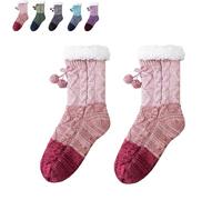 Genérico Knitted Ultra-Thick Slipper Home Socks - Cozy Indoor Socks with Cashmere Feel, Non-Slip Warm House Socks for Women & Men (Pink)