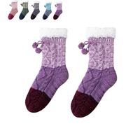 Genérico Knitted Ultra-Thick Slipper Home Socks - Cozy Indoor Socks with Cashmere Feel, Non-Slip Warm House Socks for Women & Men (Purple)