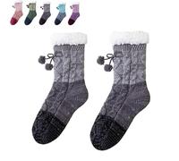 Genérico Knitted Ultra-Thick Slipper Home Socks - Cozy Indoor Socks with Cashmere Feel, Non-Slip Warm House Socks for Women & Men (Gray)
