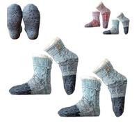 Genérico Knitted Ultra-Thick Slipper Home Socks, Fluffy Winter Warm Cabin Cozy Fleece Socks, with Grips, Warm Comfort for Women (Blue*2)