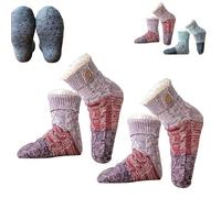 Genérico Knitted Ultra-Thick Slipper Home Socks, Fluffy Winter Warm Cabin Cozy Fleece Socks, with Grips, Warm Comfort for Women (Purple*2)