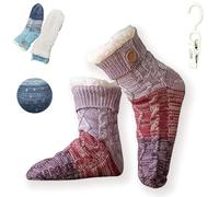 Genérico Knitted Ultra-Thick Slipper Home Socks, Tri-Color Ultra-Thick Socks, Cashmere Slipper Home Sockss Winter with Grips(Purple*1 pair)