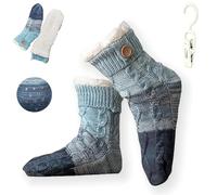 Genérico Knitted Ultra-Thick Slipper Home Socks, Tri-Color Ultra-Thick Socks, Cashmere Slipper Home Sockss Winter with Grips(Blue*1pair)