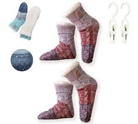 Genérico Knitted Ultra-Thick Slipper Home Socks, Tri-Color Ultra-Thick Socks, Cashmere Slipper Home Sockss Winter with Grips(Purple*2pair)