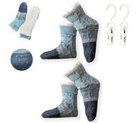 Genérico Knitted Ultra-Thick Slipper Home Socks, Tri-Color Ultra-Thick Socks, Cashmere Slipper Home Sockss Winter with Grips(Blue*2pair)