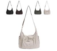 Genérico Korean Style Plaid Casual Shoulder Bag,Lightweight Checkered Crossbody Bag Large Capacity Plaid Tote with Adjustable Strap (Beige,12.99 x 4.33 x 9.05 in)