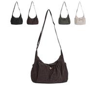 Genérico Korean Style Plaid Casual Shoulder Bag,Lightweight Checkered Crossbody Bag Large Capacity Plaid Tote with Adjustable Strap (Brown,12.99 x 4.33 x 9.05 in)