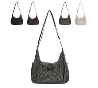 Genérico Korean Style Plaid Casual Shoulder Bag,Lightweight Checkered Crossbody Bag Large Capacity Plaid Tote with Adjustable Strap (Green,12.99 x 4.33 x 9.05 in)