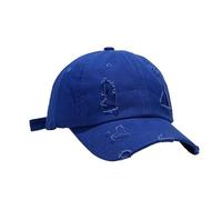 Genérico Korean Style Washed Baseball Cap for Men - Casual Retro Sun Hat with Perforated Duckbill Design(Blue)