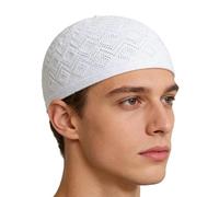 Genérico Kufi Hat Crochet - Comfortable Stylish Prayer Headwear for Men Women | Skull Cap Elastic with Embroidered Beanie, Lightweight Knit Cover for Dad Grandpa Son Daily Wear Use, 22.83inch