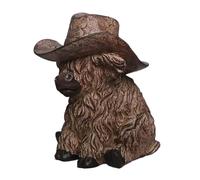 Generico Kuh Deko - Rinderfigur Mit Cowboyhut,Miniatur Tierfigur Deko Für Schlafzimmer Wohnzimmer Schreibtisch Bücherregal Und Nachttischdekoration