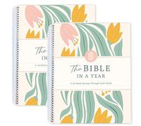 Genérico La Biblia En Un Año: Un Estudio De 52 Semanas A Través De La Palabra De Dios, Diario De Estudio Bíblico En Espiral for Mujeres, Cuaderno De Guía De Estudio Bíblico Cristiano(2pcs)