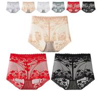 Genérico Ladies Silk Lace Handmade Pantie 3-Pcs, Hollow Embroidery Sexy Lacy Panties High Waist Seamless Hip-Lifting Underwear (3PCS-D,XL)
