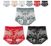 Genérico Ladies Silk Lace Handmade Pantie 3-Pcs, Hollow Embroidery Sexy Lacy Panties High Waist Seamless Hip-Lifting Underwear (3PCS-B,M)