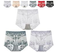 Genérico Ladies Silk Lace Handmade Pantie 3-Pcs, Hollow Embroidery Sexy Lacy Panties High Waist Seamless Hip-Lifting Underwear (3PCS-C,XL)