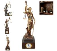 Genérico Lady Justice Statue-Functional Clock Integration, Scale of Justice Sculpture Elegant Resin Ornament, Classical Balance Design Goddess Fairness Figurine for Home Office Decor