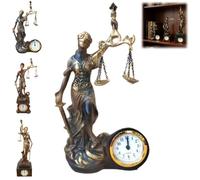 Genérico Lady Justice Statue-Functional Clock Integration, Scale of Justice Sculpture Elegant Resin Ornament, Classical Balance Design Goddess Fairness Figurine for Home Office Decor