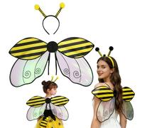 Genérico Ladybug Wings Adult, Halloween Bee Wings and Antenna Headband Costume, for Women Girls Party Favors (Bee)