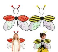 Genérico Ladybug Wings Adult, Halloween Bee Wings and Antenna Headband Costume, for Women Girls Party Favors (Mix)