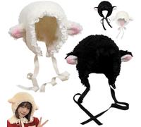 Genérico Lamb Hat for Girls, Cute Cartoon Sheep Hat with Strap Y2K Beanie Winter Headwear for Photo Props Party Supplies (Mix)