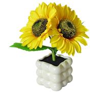 Genérico Lampada A Girasole - Fiori Di Seta E Ceramica 9.45 Pollici | LED Dimmabile Ricaricabile, Lampada Da Tavolo Decorativa, Per Casa, Cucina, Camera, Comodino, Balcone E Ristorante