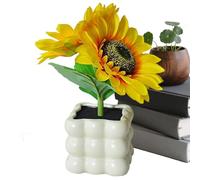 Genérico Lampada A Girasole - Fiori Di Seta E Ceramica 9.45 Pollici | LED Dimmabile Ricaricabile, Lampada Da Tavolo Decorativa, Per Casa, Cucina, Camera, Comodino, Balcone E Ristorante