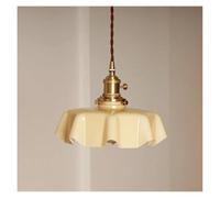 Genérico Lámpara colgante de cristal crema estilo retro francés simple for interiores, iluminación for pasillos, porches, mesitas noche ，Plafon techo(Yellow)