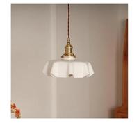 Genérico Lámpara colgante de cristal crema estilo retro francés simple for interiores, iluminación for pasillos, porches, mesitas noche ，Plafon techo(Blanc)