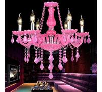 Genérico Lámpara colgante de cristal lujo europea, color rosa, for niñas, sala estar, restaurante, dormitorio, villa, tienda ropa, KTV,Luz colgante(A 6 Lights,Cold light)