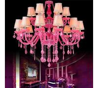 Genérico Lámpara colgante de cristal lujo europea, color rosa, for niñas, sala estar, restaurante, dormitorio, villa, tienda ropa, KTV,Luz colgante(B 18 Lights,Cold light)
