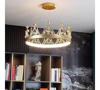 Genérico Lámpara colgante, Lámpara de lujo Crystal Crown Light for princesa, con luz LED cálida. Inspirada en el estilo las famosas internet(40cm leaf crystal)