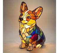 Genérico Lámpara Corgis, 7.87 Pulgadas Serie Perros Luz Arte, Lámpara Escritorio Mesa Resina Manchada Lámpara Escritorio, Lámparas Mesas Noche Temáticas Animales Lindos, Para Decor Dormitorio Hogar