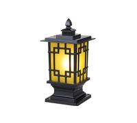 Genérico Lámpara de columna con pantalla de vidrio for valla de terraza exterior, impermeable, for jardín y puerta delantera o trasera.(Black)