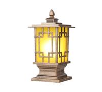 Genérico Lámpara de columna con pantalla de vidrio for valla de terraza exterior, impermeable, for jardín y puerta delantera o trasera.(Brass)