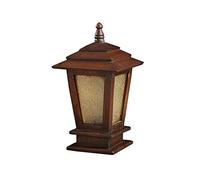 Genérico Lámpara de columna madera for exteriores con pantalla vidrio, ideal for jardín, parque, casa o villa, del sudeste asiático(Height:13.8inch/35cm)
