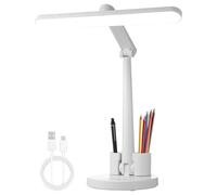 Genérico Lámpara de Escritorio Pequeña,Ajustable y Protección Ocular - Luz de Escritorio - Con Carga USB, Luz de Lectura para Mesita de Noche, Estudio, Hogar, Escuela, Trabajo, Escritura y Tocador