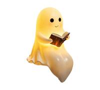 Genérico Lámpara de lectura fantasma - Resina 20 cm | Luz nocturna decorativa USB, Figura luminosa de Halloween para mesilla de noche, biblioteca, oficina, habitación infantil, decoración del hogar