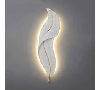 Genérico Lámpara de pared decorativa estilo farol de resina for mesita de noche, moderna lámpara de pared LED con plumas, compatible con dormitorio y sala de estar,lámpara de araña