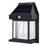 Genérico Lámpara de pared solar de tungsteno - Lámpara LED retro de tungsteno impermeable IP65, Lámpara de pared de inducción solar con sensor de movimiento | Para exterior e interior