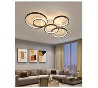 Genérico Lámpara de techo, Candelabros de techo LED modernos con decoración Control remoto, lámpara anillo for el hogar, accesorios iluminación for sala estar, dormitorio y comedor(A black 6 lights)