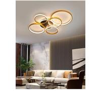 Genérico Lámpara de techo, Candelabros de techo LED modernos con decoración Control remoto, lámpara anillo for el hogar, accesorios iluminación for sala estar, dormitorio y comedor(A gold 6 lights)