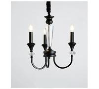 Genérico Lámpara de techo, Estilo americano negro Retro Luxus Kronleuchter Schlafzimmer Licht Französisch Kristall nach Hause Wohnzimmer Esszimm(Cool white no remote,3 heads)