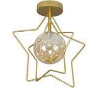 Genérico Lámpara de techo industrial de montaje semiempotrado Lámpara de techo con emisión de luz redonda, accesorio de estante exterior con forma de estrella, luz de pasillo dorada,lámpara de araña