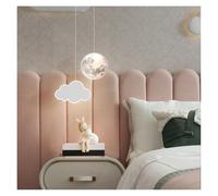 Genérico Lámpara de techo, Lámpara colgante creativa for, decoración de cabecera dormitorio, forma estrella, nube, Luna, Control remoto, atenuación, luces colgantes for(A Moon White Cloud,Remote)